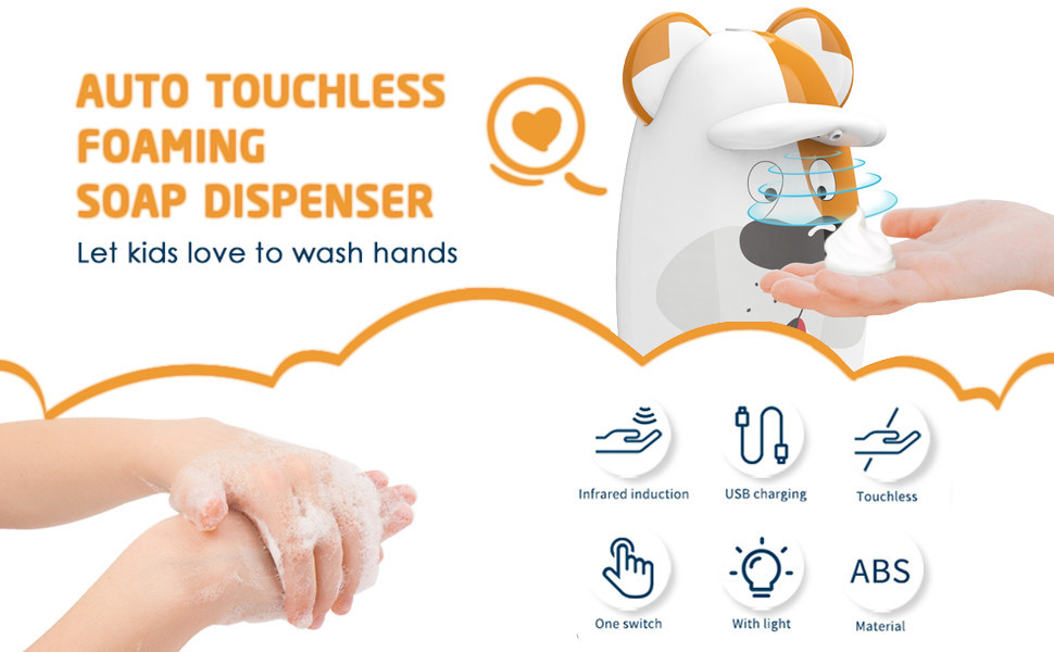 Мультфильм собаки Countertop 200ML распределителя мыла пены 4CM Touchless
