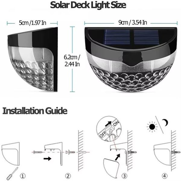 IP66 Waterproof Solar Outdoor Night LED Sensor Light Small Decorative For Garden Fence