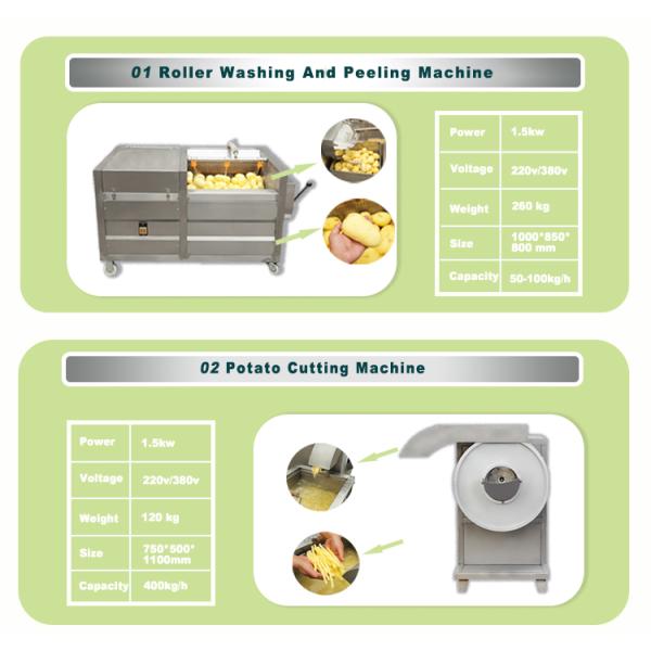 100Kg/H Semi Automatic Frozen French Fries Production Line With Electric Heating 1500W