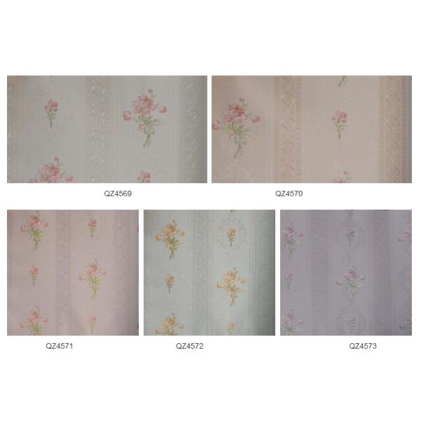 Concise European Flower Strippable Living Room Wallpaper With Vertical Striped