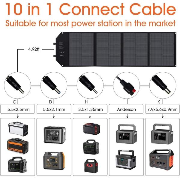 Cargador de maletines solares tipo célula monocristalina con 2 paneles y 100W de potencia