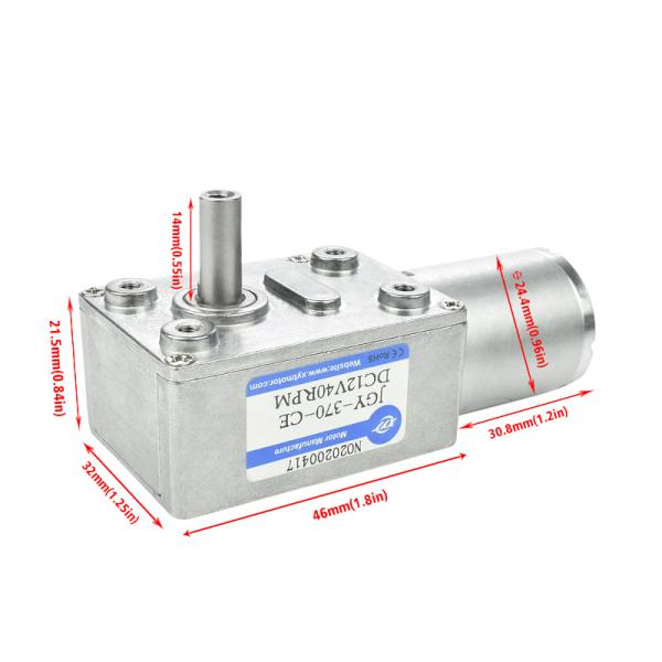 High Torque Gear Material Pure Metal Self-lock Worm Gear Reduction Electric DC Motor