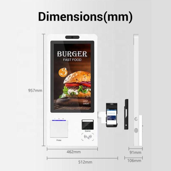 VESA Mount restaurant Self Service Kiosk Machine With Capacitive Touch Screen 10.1 Inch