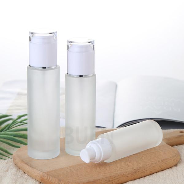 Screw Glass Frosted Glass Cosmetic Jars Cylinder Shape Glass Lotion Jars