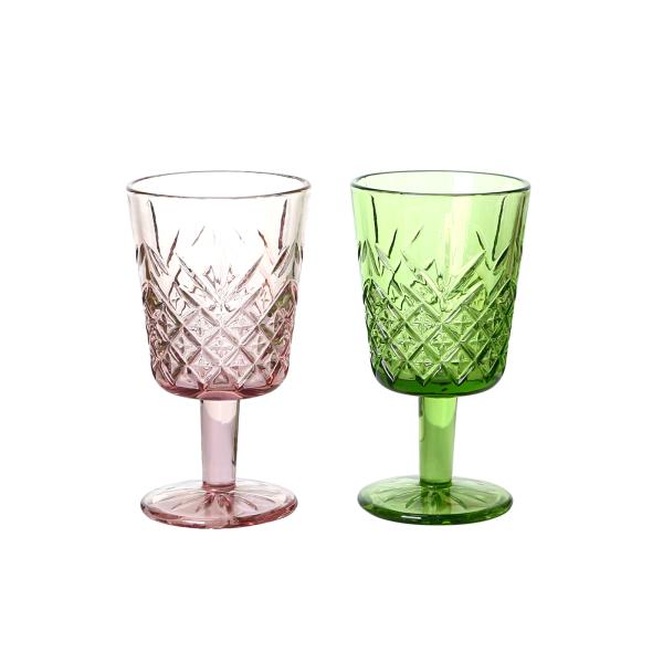 Smooth Rim 88mm Colored Crystal Wine Glasses , Lead Free 10 Ounce Wine Goblet Glasses