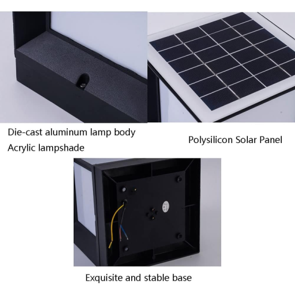 Smart Quad-Color Dimming Solar Pillar Light Outdoor Waterproof Villa Garden Solar Garden Fence Landscape Light