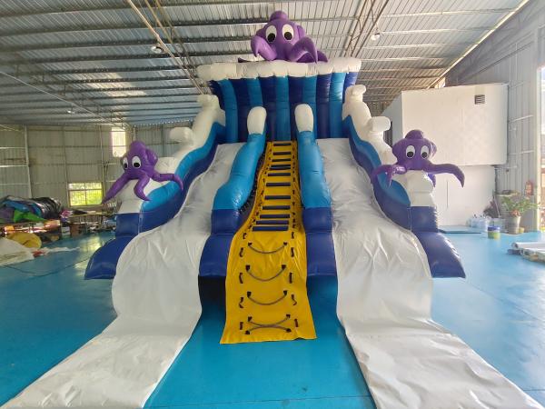 Novo Design Popular Slide Inflável Ocean Octopus Cartoon Party Slides Duplos Infláveis Secos para Crianças e Adultos