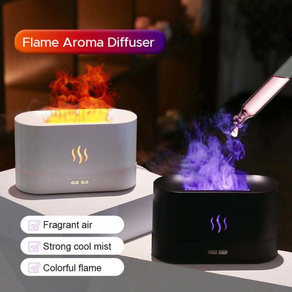 Última Venda Quente Luftbefeuchter 180Ml Aroma Colorido RGB LED Diffuser 3d Humidificador de Chama de Óleo Ultrassônico Flame Aroma Diffuser