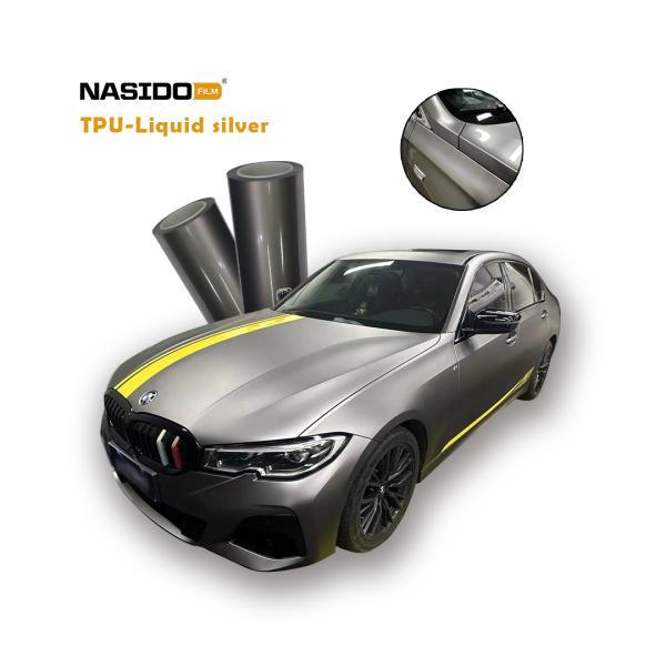 Liquid Silver Car Vinyl Wrap Roll Recyclable Eco Friendly High Stretchable