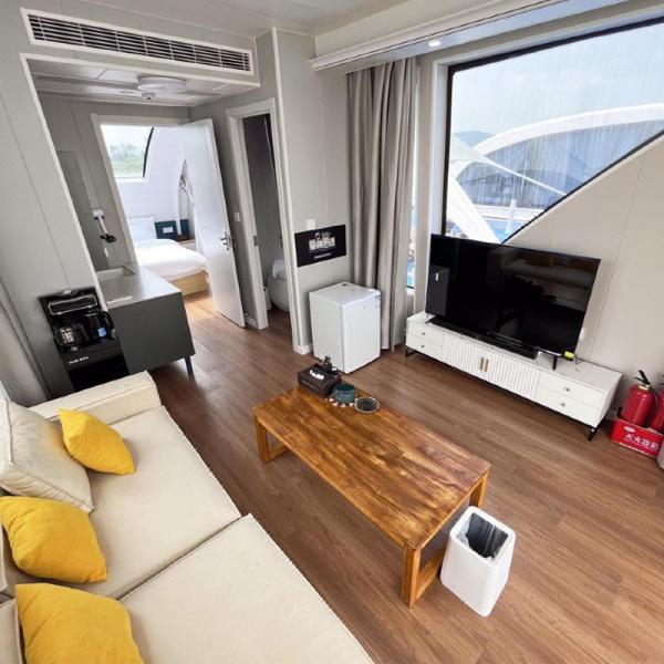 Bateau flottant de conception en aluminium Hôtel maison Bateau de pêche nage