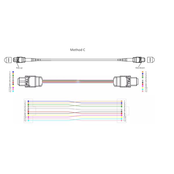 Кабель оптического волокна MPO PVC ядра ODM OM3 12 OEM к Aqua MPO мужскому дует вне