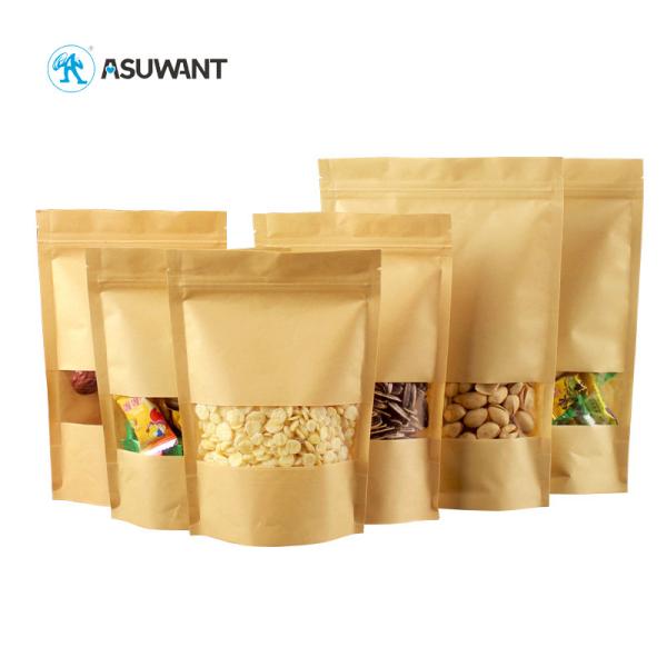 Smell Proof 9 Colors Kraft Paper Pouch Zipper Snack Packing