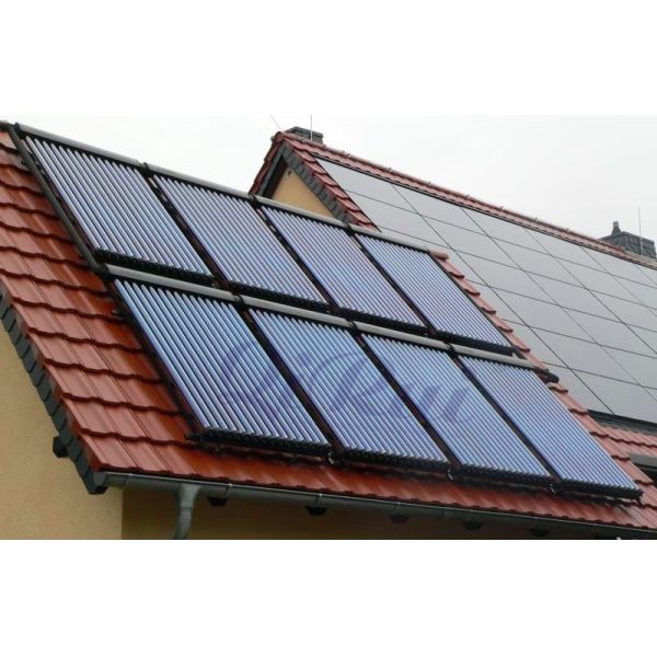 Rooftop Parabolic Trough Heat Pipe Manifold Solar Thermal Water Collector System Balcony CPC Thermal Solar Panel Pressurized Vacuum Tube Solar Collector