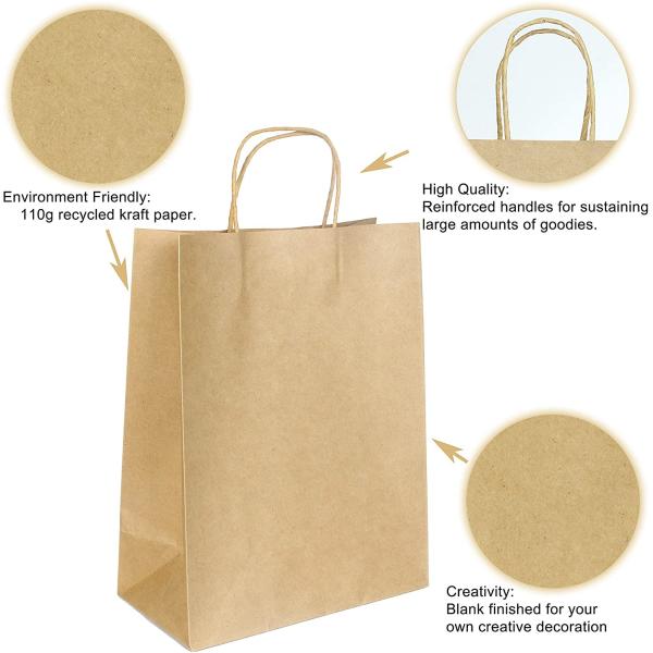Recyclable Assorted Sizes Anti Oil Kraft Paper Food Bags