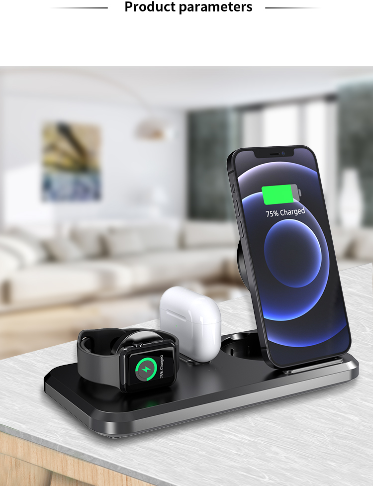 ABS беспроводная станция зарядки 15W Qi быстрая зарядка для мобильных телефонов / умных часов / гарнитур