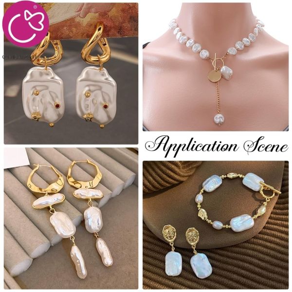 Cultured Natural White Real Loose Freshwater Rectangle Square Shape Pearl Beads