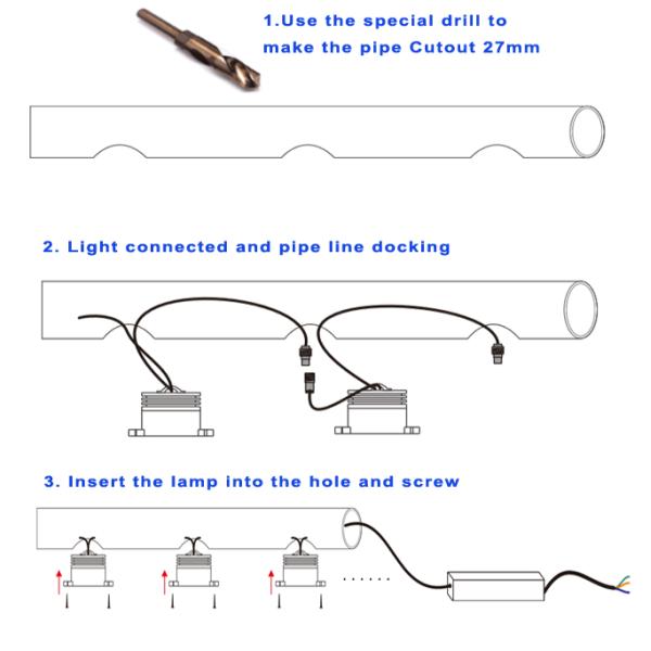 La balustrade d'Epistar LED allume l'angle de faisceau en aluminium du matériel 70° de 1 watt DC12V 6063