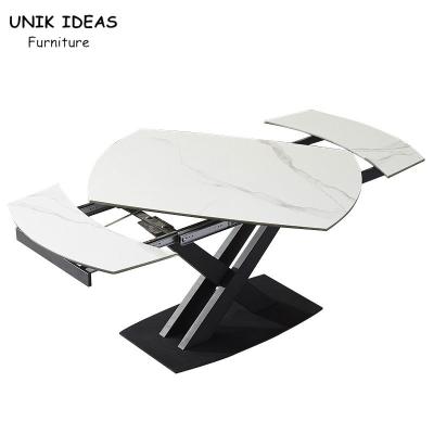 Mesa de jantar telescópica pequena de 2 Seater e grupos flexíveis longos brancos pretos das cadeiras