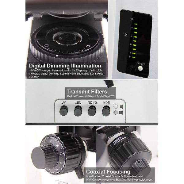 APO Trinocular Compound Optical Microscope with Halogen Lamp Illumination