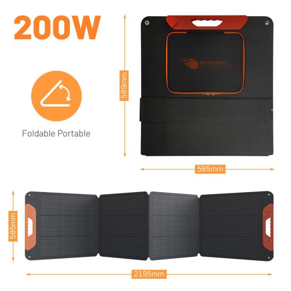 200W Portable Folding Solar Panels with 22% Efficiency Monocrystalline Silicon and USB Port