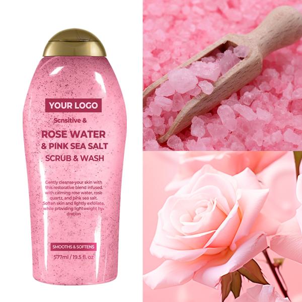 Gommage Corporel Apaisant au Quartz Rose Curatif Sel Marin Rose Exfoliant Doux Eau de Rose