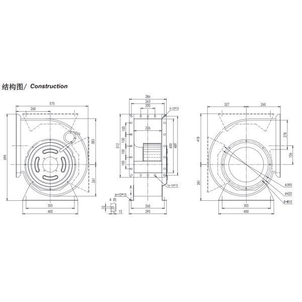 fã centrífugo dianteiro de 355mm com o motor trifásico da C.A. para a aplicação do moinho de vento