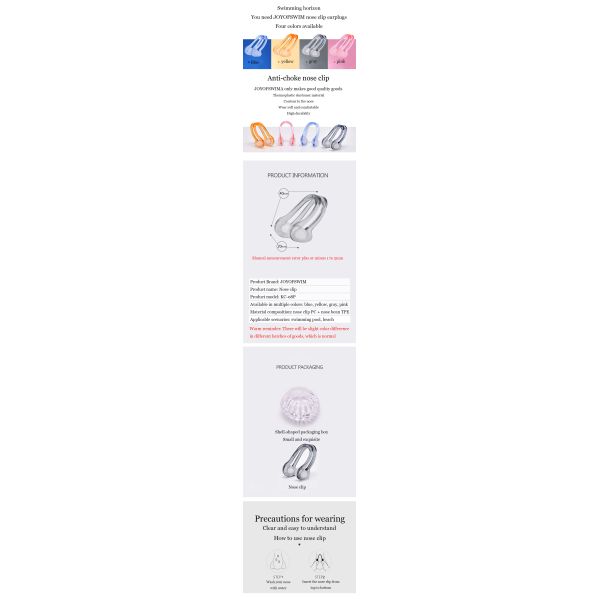 Waterproof Non-slip Comfortable Swimming Nose Clip for Adults and Kids in 5 Colors