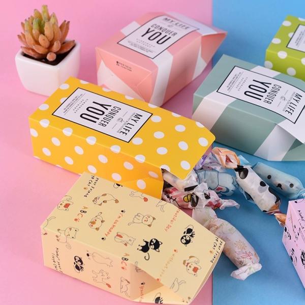 Sac en papier pour emballage de biscuits à base de bonbons kraft, emballage de bonbons kraft fait à la main, boîte en papier biodégradable