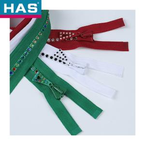 Fermeture à glissière en strass avec dents en plastique et fermeture à glissière