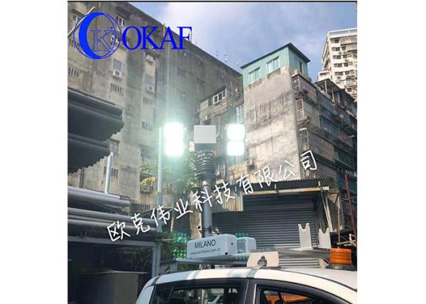4*200W roof Mounted 66km/h Prostrate Telescopic Mast 72000lm