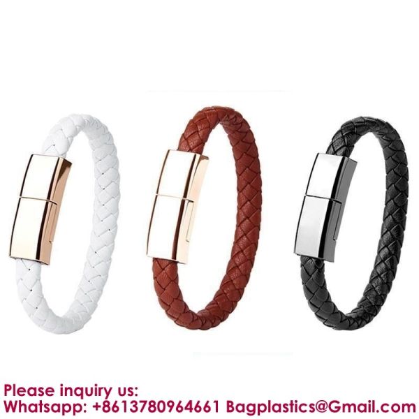 USB C To USB C Short Charging Cable 7.9in Portable Fashion Fast Bracelet Charger Wrist Data Transfer Cord For IOS Huawei Samsung Galaxy LG Android