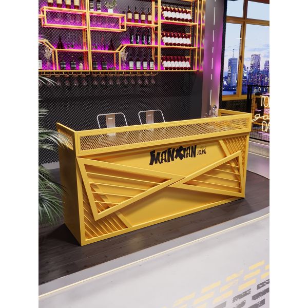 Versatile Multi-Purpose Container Reception Desk Milk Tea Coffee Shop Iron Metal Industrial Bar Counter