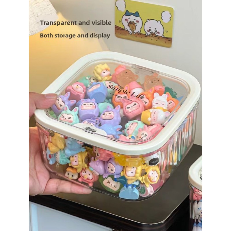 Factory Direct Minimal Vertical Stripe Design Large Capacity Toy Decor Storage Box Acrylic Transparent Dustproof Display Box