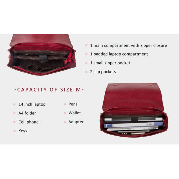 Women'S Vegan Leather Laptop Bag Shoulder Computer Satchel Bag Detachable Bow