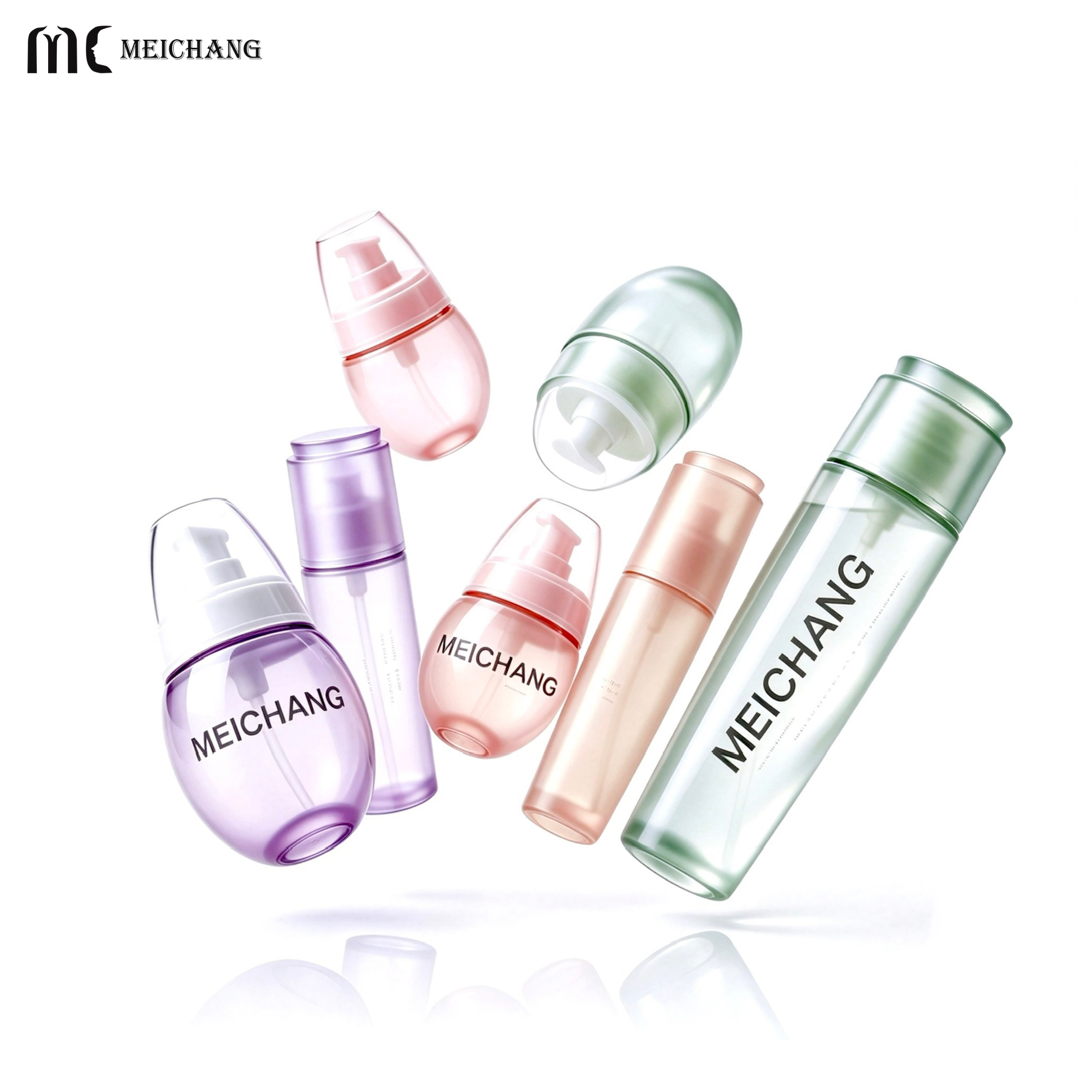 30g/50g/30ml/50ml/90ml/110ml Premium Glass Skincare Packaging Set with Creative Caps Multi-Size Glass Bottles & Cream Jars(MC-326)