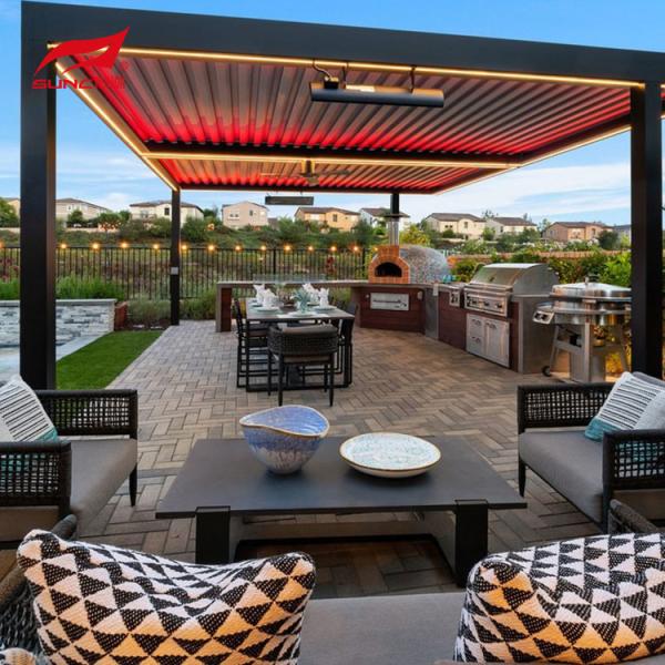 Водоустойчивая на открытом воздухе моторизованная алюминиевая крышка патио беседки сада перголы