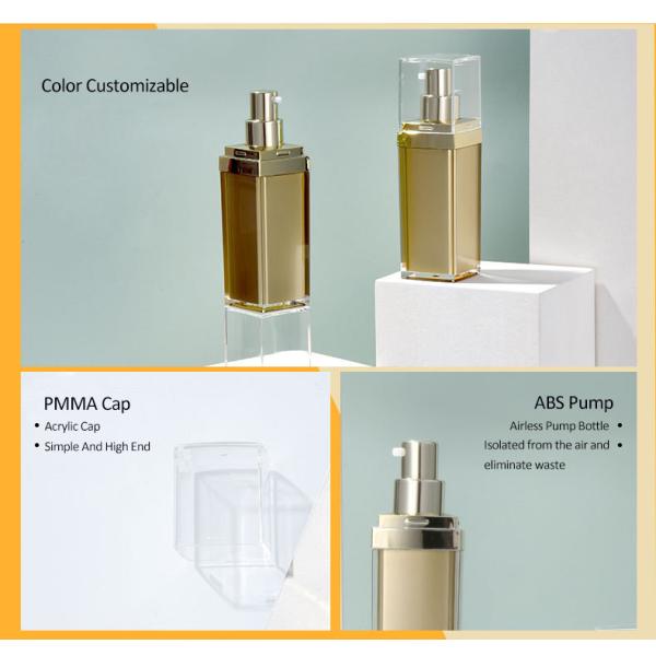30ml Empty Acrylic Square Airless Pump Bottle For Cream Lotion Serum Foundation
