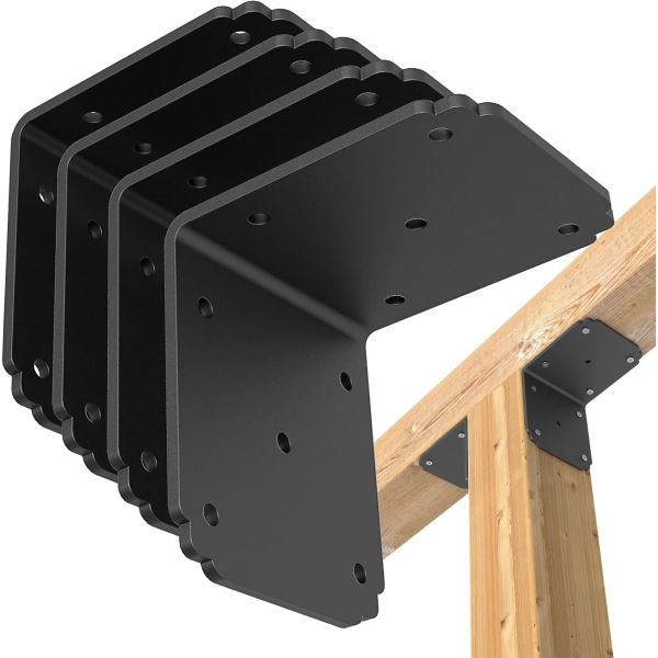 Strong Wide Corner Braces, Industrial L Shape Angle Brackets, 90 Degree Metal Shelf Support Brackets