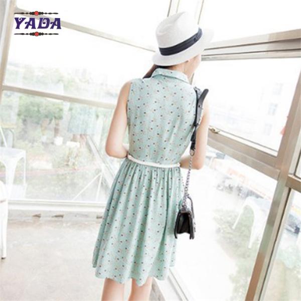 Ожерелье с галстуком красивая фиолетовая принт леди однокомнатная женская одежда женщины хлопчатобумажные платья цветочные платья с бесплатными ремнями