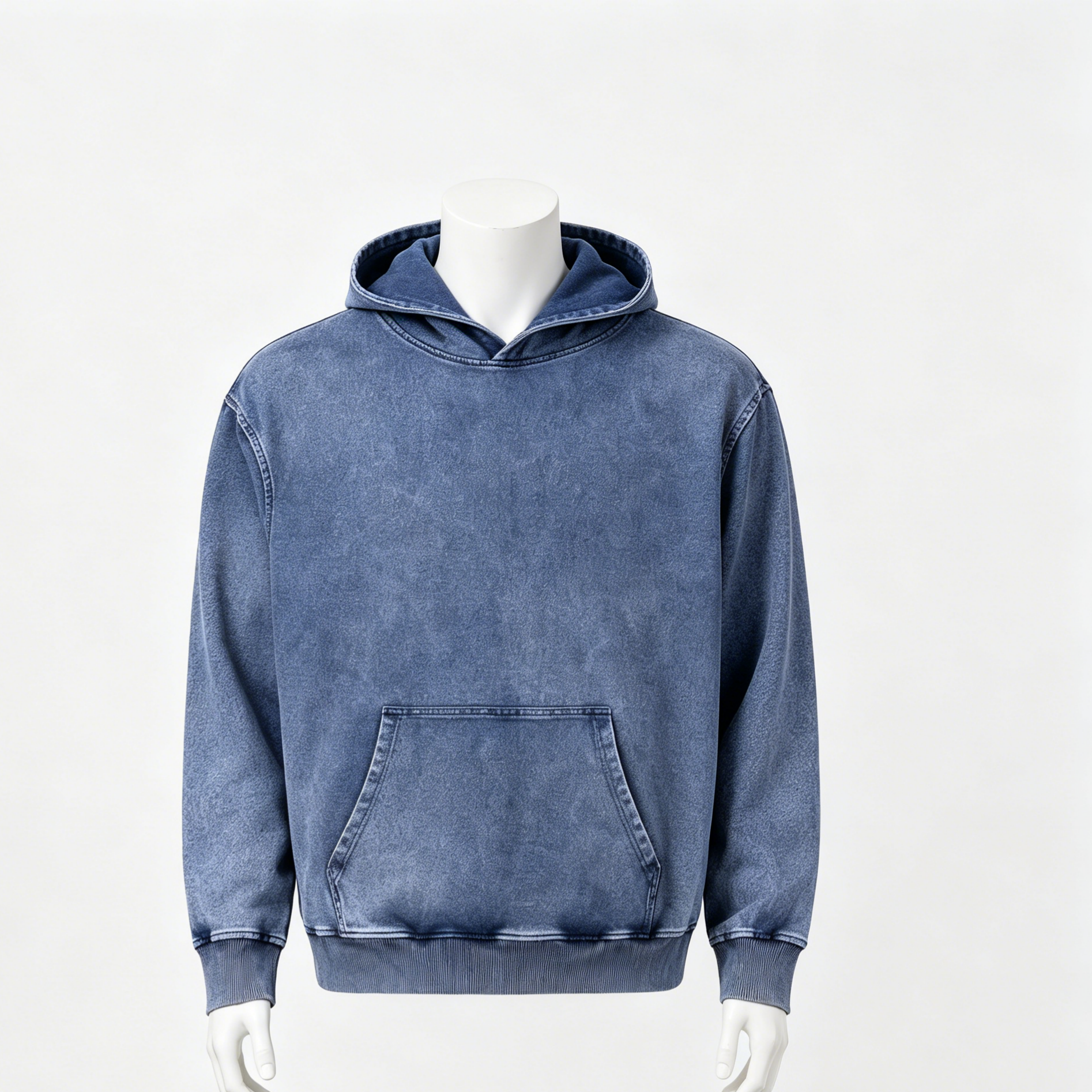 380g Heavyweight Stone Wash Hoodies Vintage Street Washed Denim Hoodie For Fall Winter