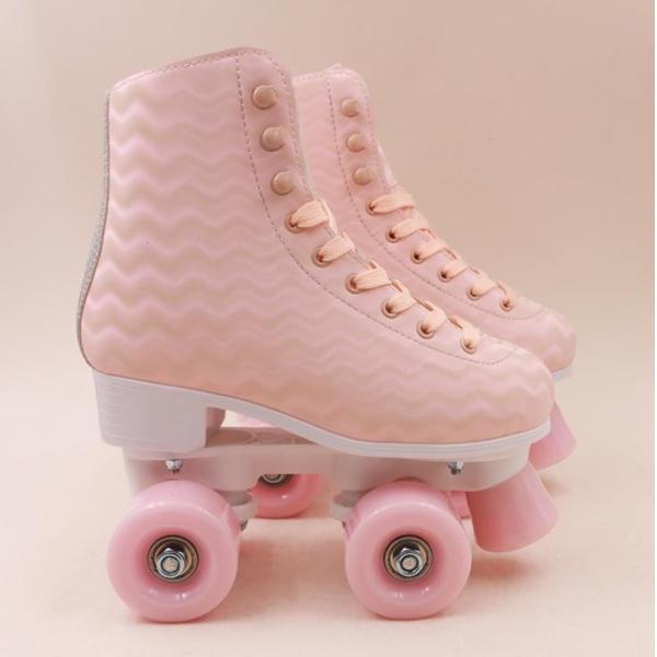 Adjustable Size Pink Water Ripple Roller Skate 4 Sizes For Girls Women