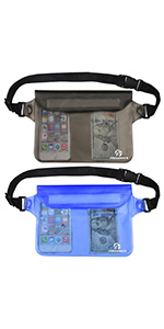 Waterproof Dry Bags Set, Dry Bag with 2 Zip Lock Seals & Detachable Shoulder Strap, Waist Pouch & Phone Case