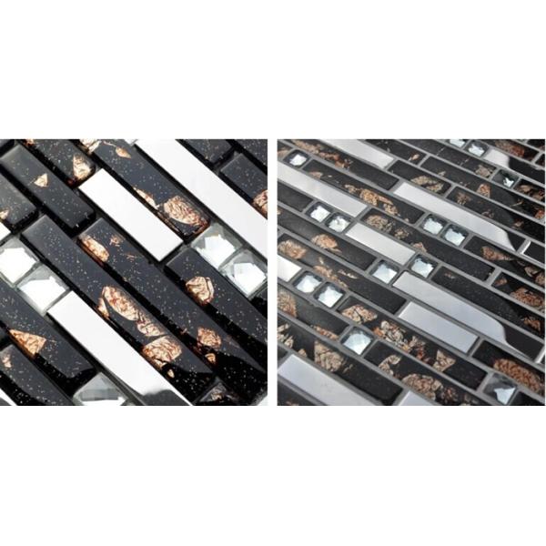 Diamond Crystal Glass Bathroom Backsplash Tile Blend 304 Stainless Steel Sheet