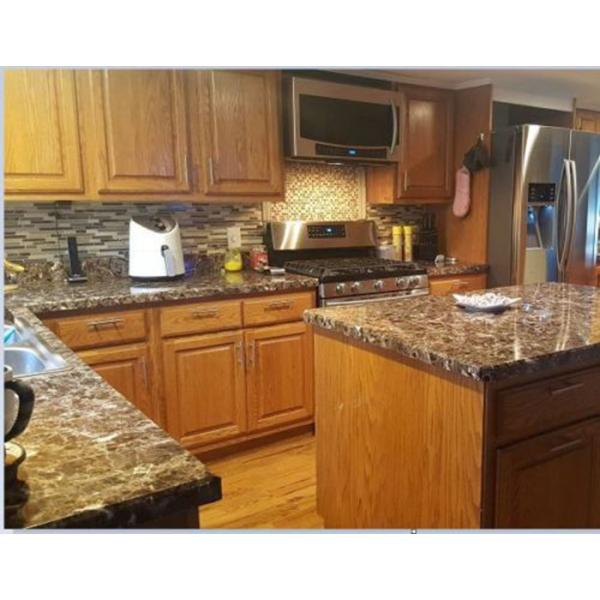 Dark Emperador White Marble Kitchen Worktops , Natural Marble Cabinet Tops