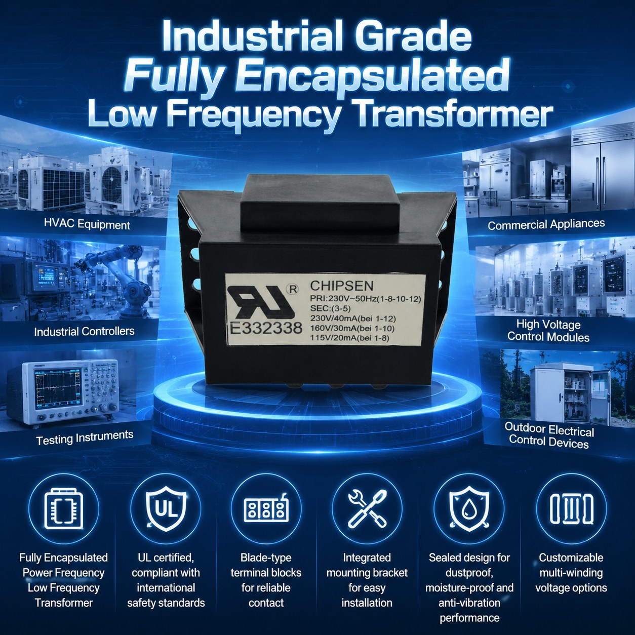 Durable Vacuum Potted EI57 Power Transformer for Reliable Control System Unit