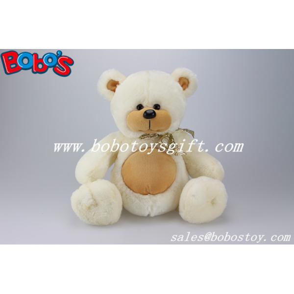 Beige Big Tummy Plush Teddy Bear With Ribbon