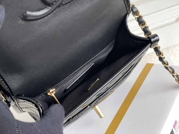 Chanel 22 Mini Designer Purses Black Spell Gold Chain With Drop Flap