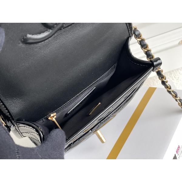 Chanel 22 Mini Designer Purses Black Spell Gold Chain With Drop Flap