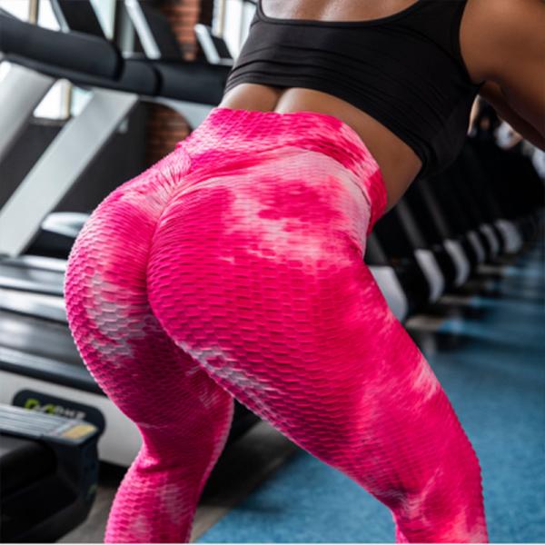 Tie Dye Xl Workout Leggings Polyester Spandex Material Butt Lifting Breathable
