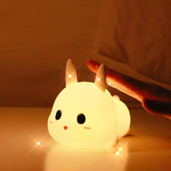 LED Silicone Rabbit Led Night Light Home Decoration Bedroom Decor Kids Bedside Reading Lamp Creative